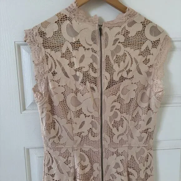 Sans Souci Dress Womens XL Floral Lace Sleeveless Blush Coquette Bohemian Dainty - Picture 8 of 10